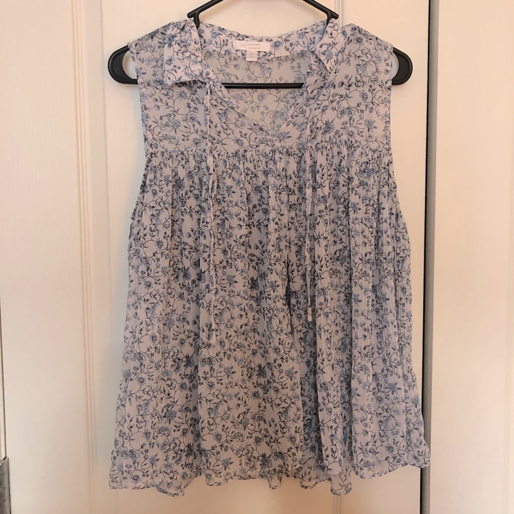 Pleated Floral Blouse